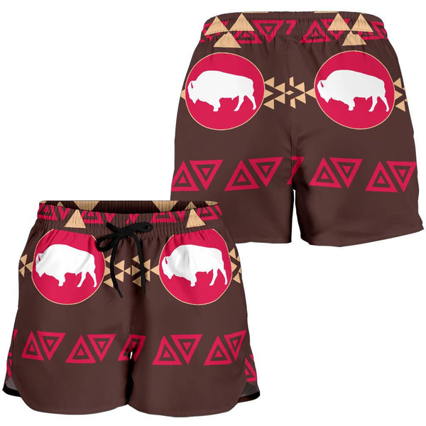 Brown Bison All Over Print Women's Shorts