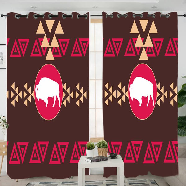 Brown Bison Native American Living Room Curtain