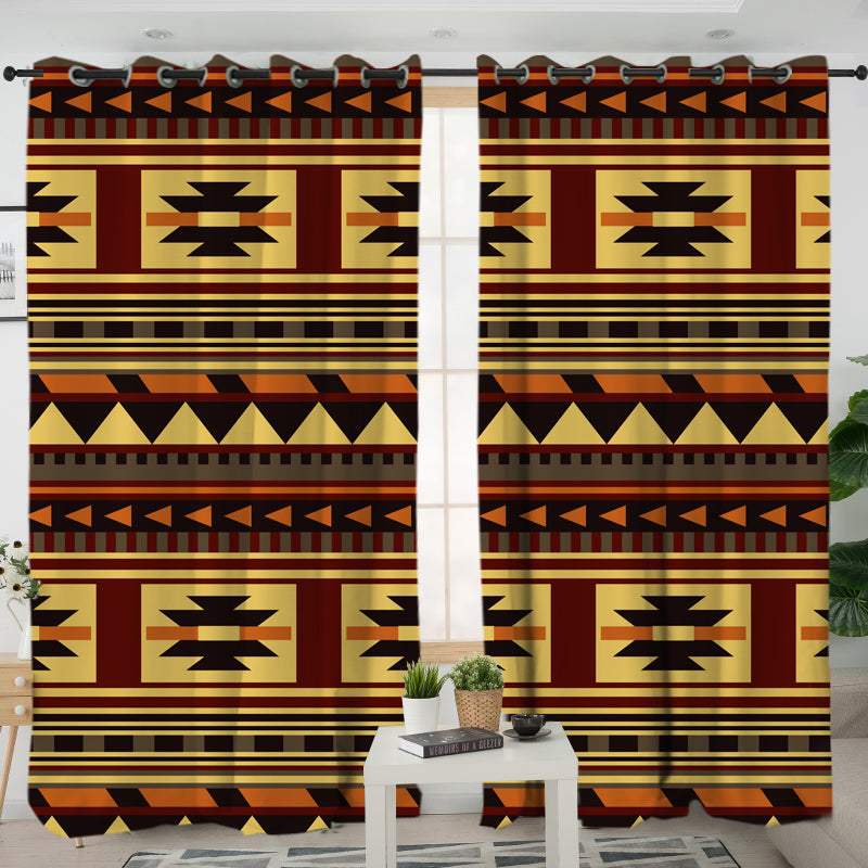 Brown Ethnic Pattern Native Living Room Curtain