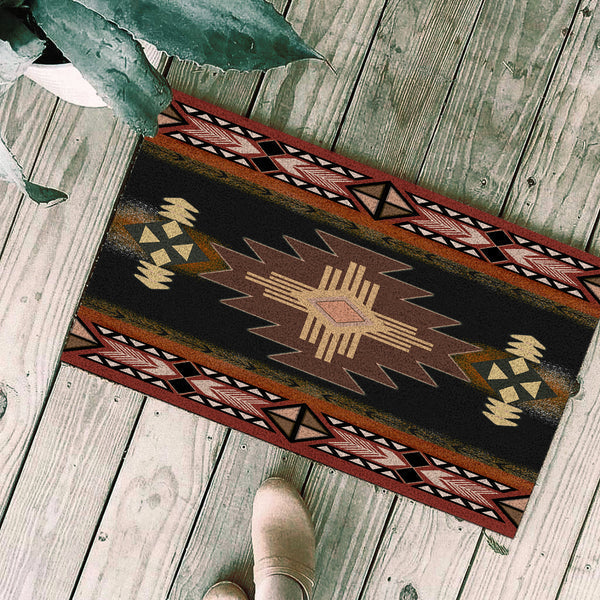 Brown Geometric Native Doormat