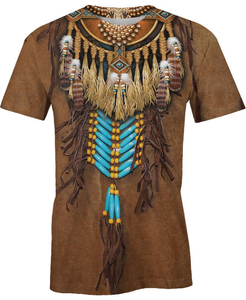 Brown Native Pattern, 3D T Shirt, All Over Print T Shirt