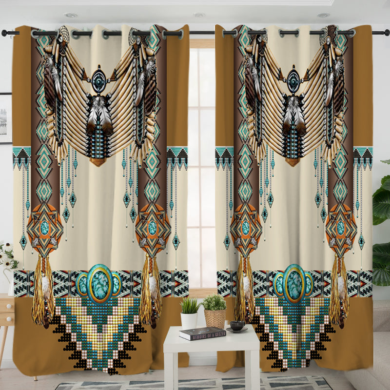 Brown Pattern Breastplate Native American Living Room Curtain