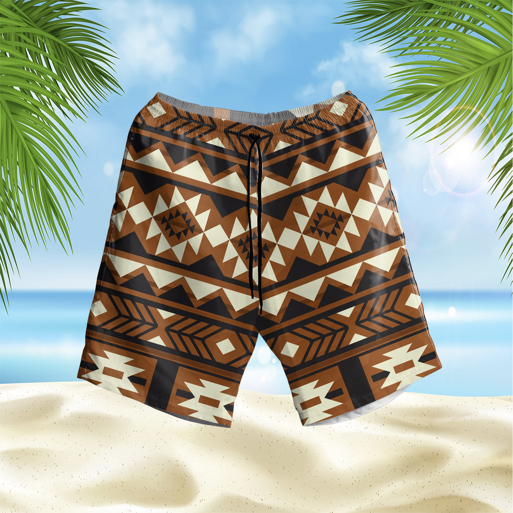 Brown Pattern Native Hawaiian Shorts