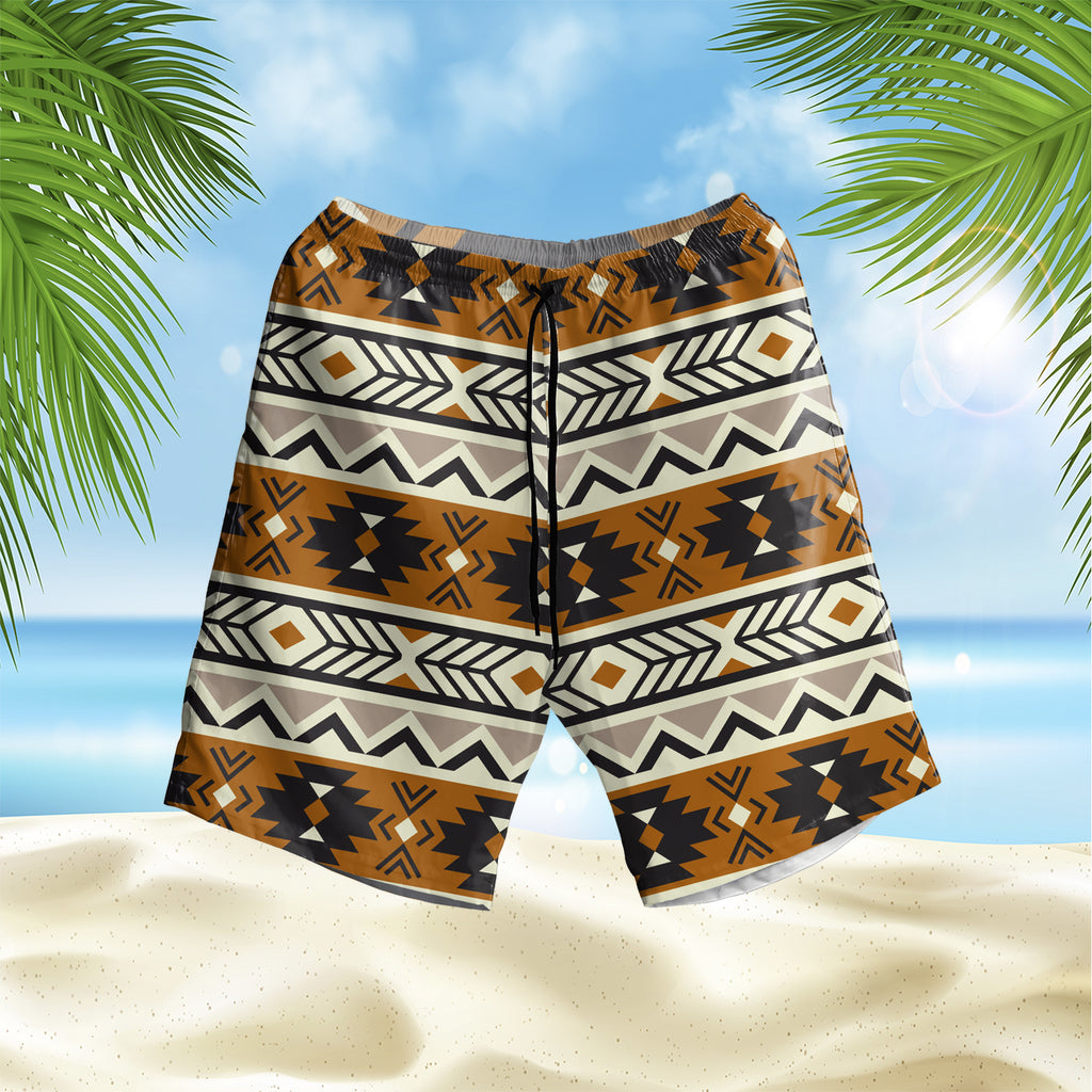 Brown Seamless Pattern Hawaiian Shorts