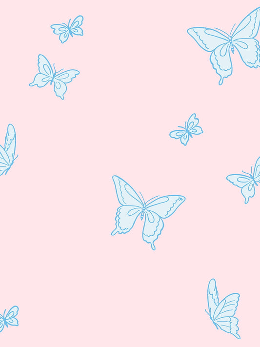Butterfly Removable Vinyl Wallpaper by Barbie - Pink Blue