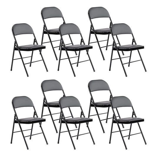 CONCETTA 10 Pack Folding Chair, Indoor Outdoor Portable Stackable Commercial Leather Padded Seat for Home, Office, Party, Black