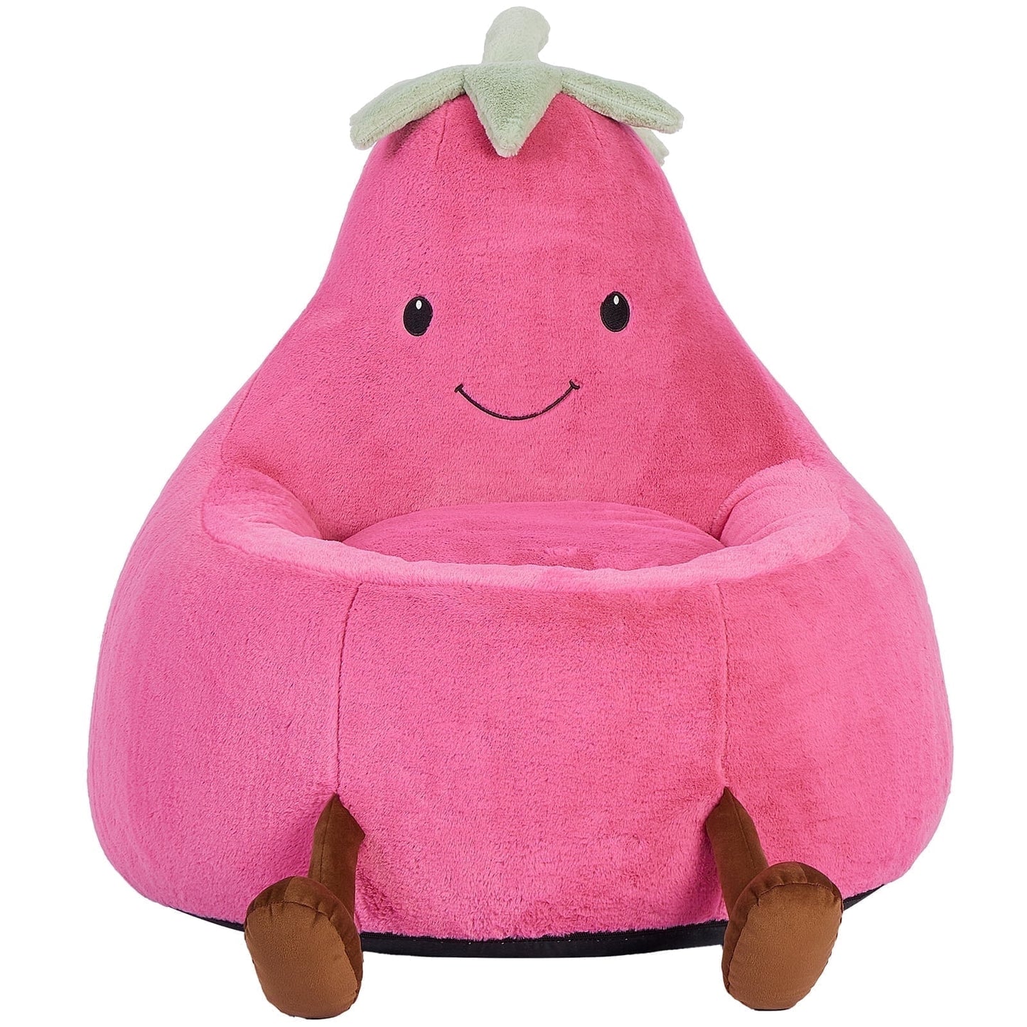 CONCETTA 24in Bean Bag Chair, Soft Faux Rabbit Fur Fabric, Cute Eggplant Lazy Chair for Kids, Living Rooms, Rose Red