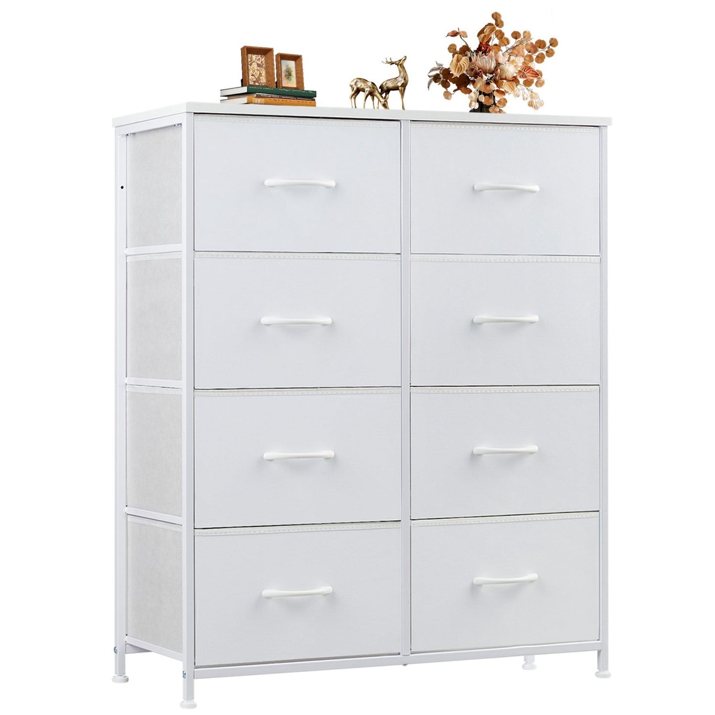 CONCETTA 8-Drawer Fabric Dresser Storage Chest for Bedroom, Closet, Entryway, Storage Furniture for Adults, White