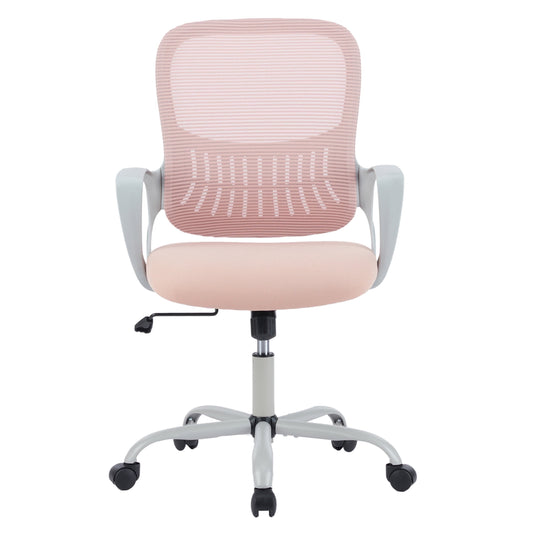 CONCETTA Ergonomic Home Office Desk Chair, Mid-Back Mesh Swivel Chairs with Wheels for Adults, Pink