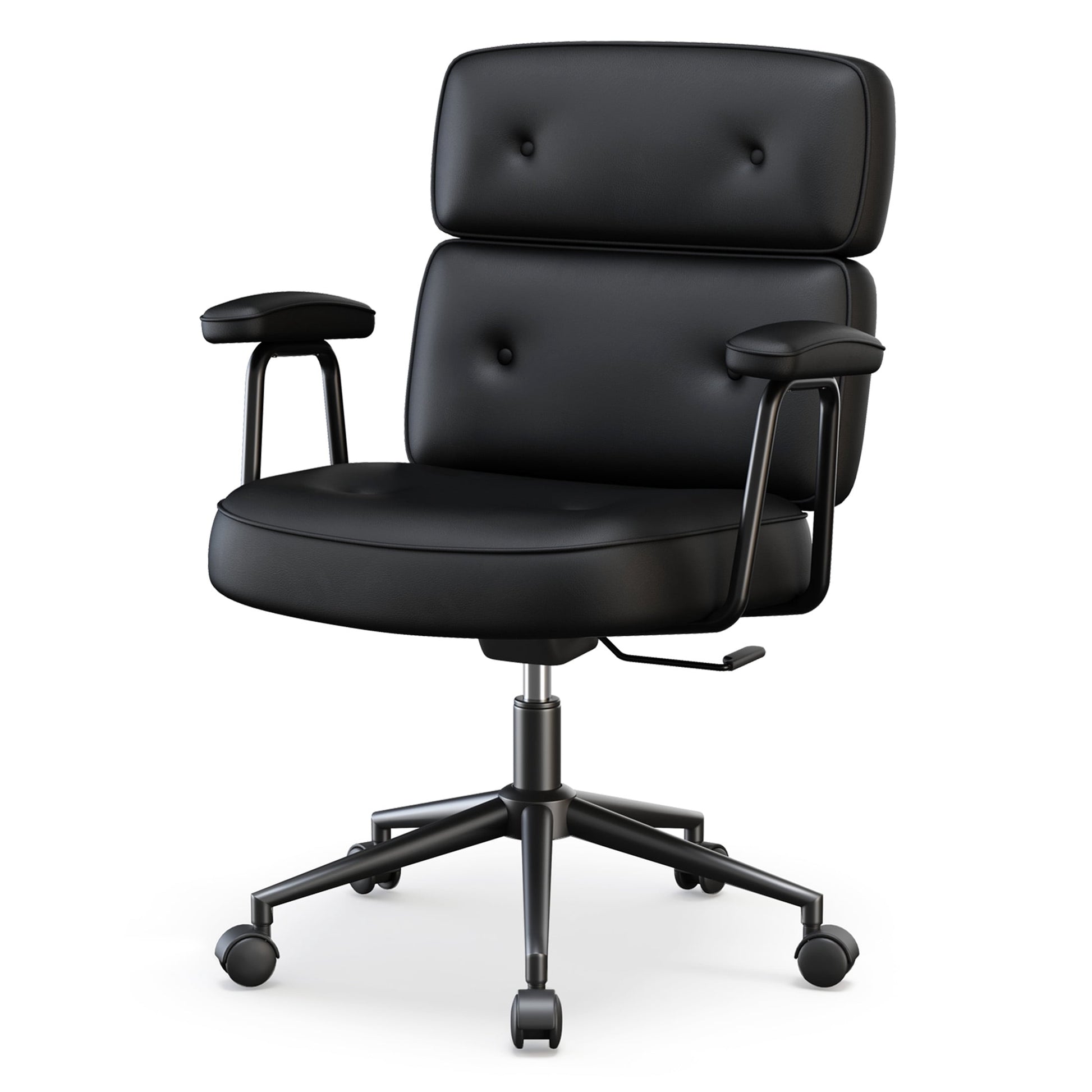CONCETTA Ergonomic Office Chair, Soft PU Leather Adjustable Task Chair with Lumbar Support and 360Â° Swivel, Black Gray Green Pink