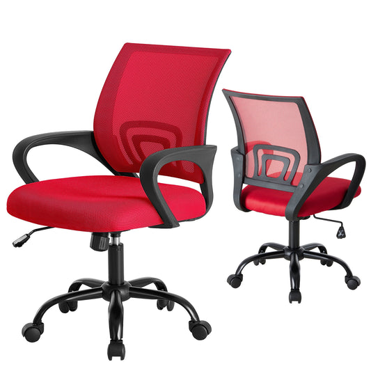 CONCETTA Home Office Computer Chair, With Lumbar Support, Adjustable Height, Fixed Armrests, Suitable For Meeting Rooms, 360Â°Rotation, For Adults, Red
