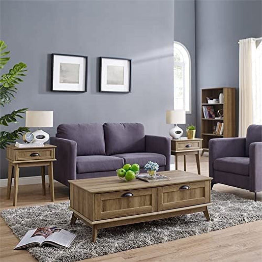 Caffoz Newport Series Scandinavian Wood Coffee Table with Storage, Golden Oak