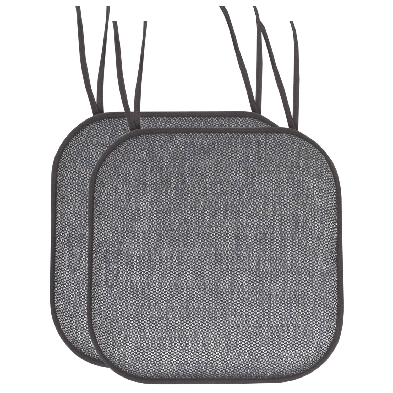 Cameron Memory Foam Non-Slip Chair Cushion Pad with Ties 2 Pack - Black/Gray