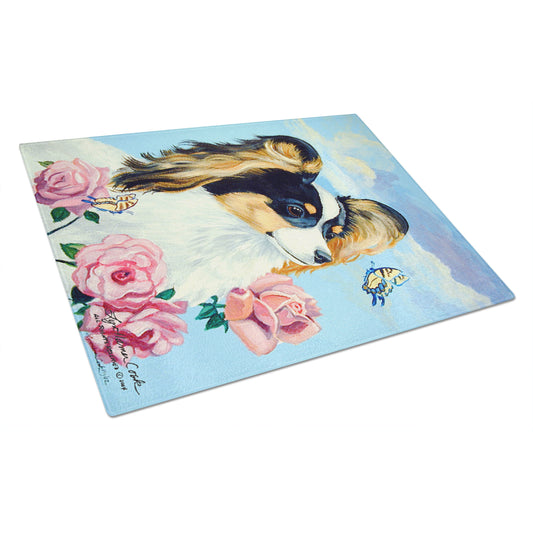 Caroline's Treasures 7242LCB Papillon Glass Cutting Board Large, 12H x 16W, multicolor