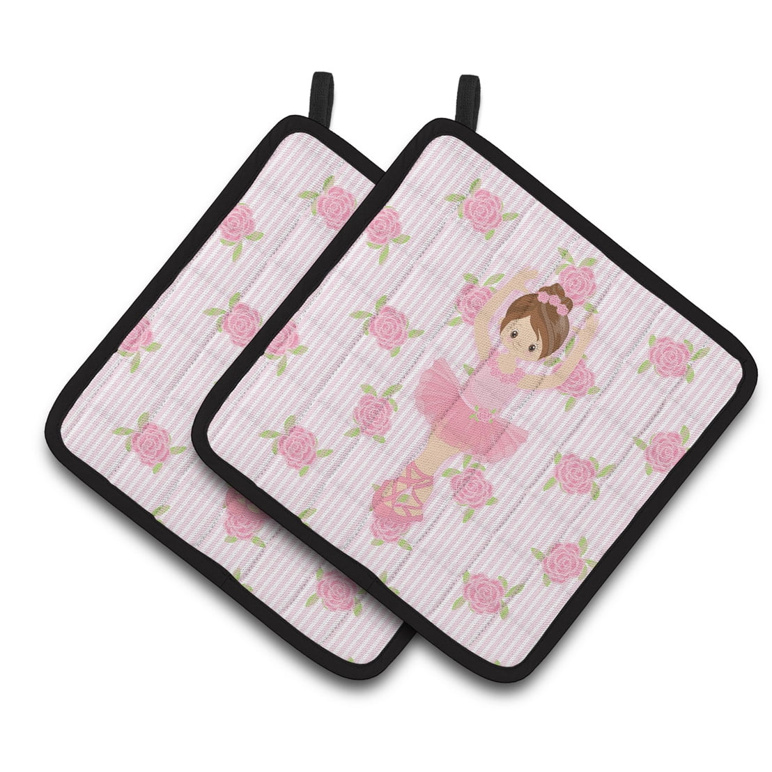 Caroline's Treasures Ballerina Brunette Front Pose Pair of Pot Holders