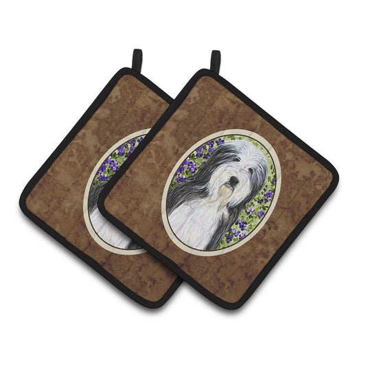 Caroline's Treasures Bearded Collie Pair of Pot Holders