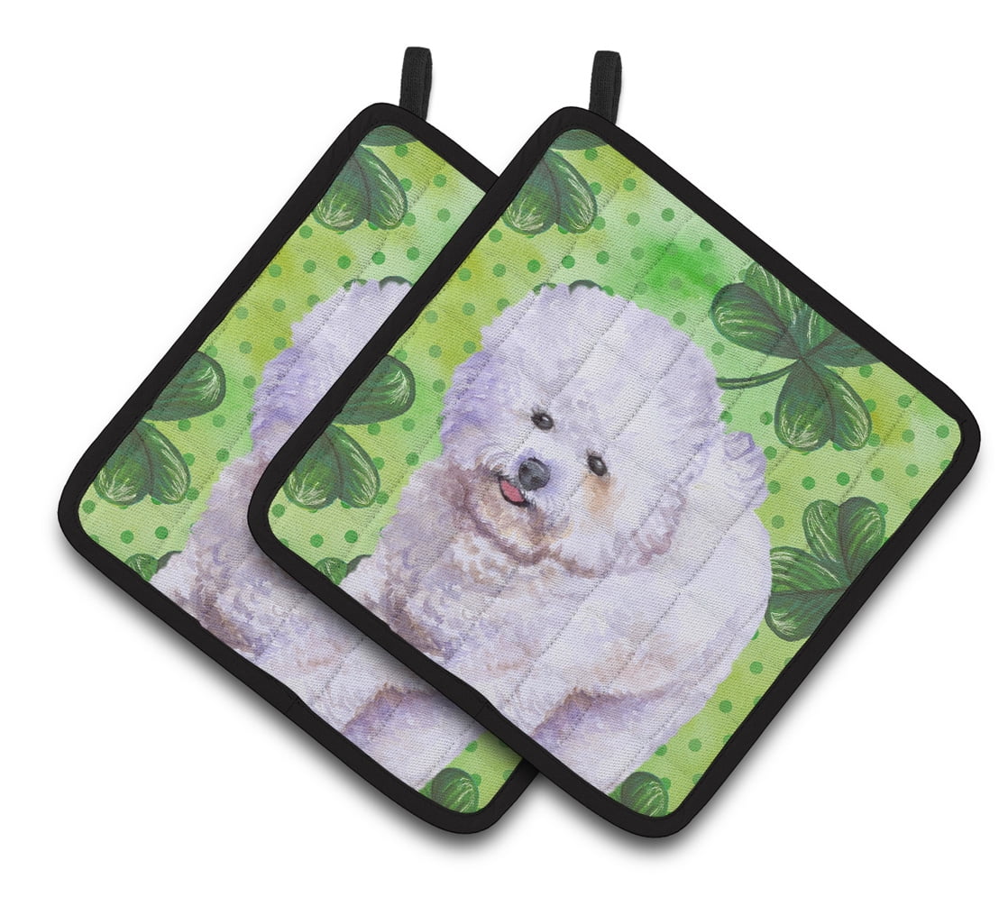 Caroline's Treasures Bichon Frise St Patrick's Pair of Pot Holders