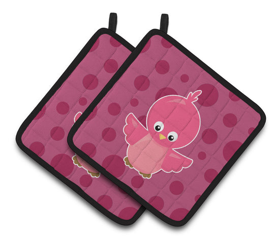Caroline's Treasures Bird on Pink Polkadots Pair of Pot Holders
