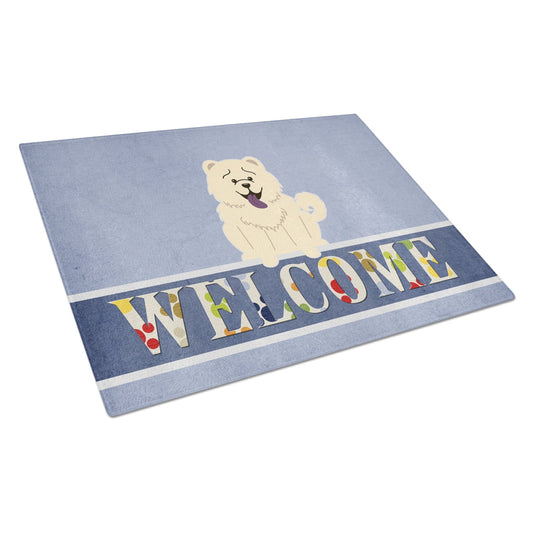 Caroline's Treasures Chow Chow White Welcome Glass Cutting Board Large