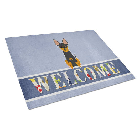 Caroline's Treasures English Toy Terrier Welcome Glass Cutting Board Large