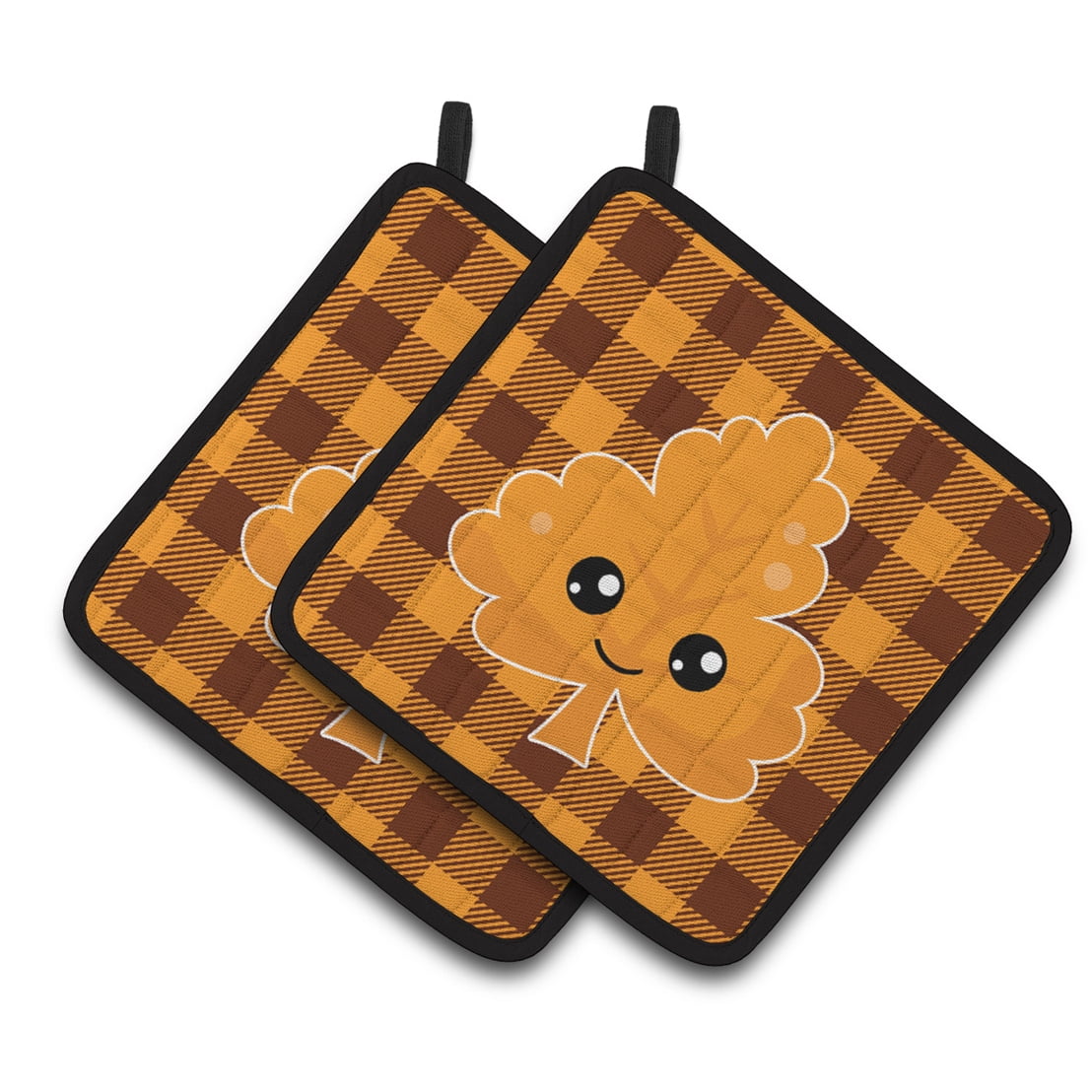 Fall Leaf on Gingham Pair of Pot Holders