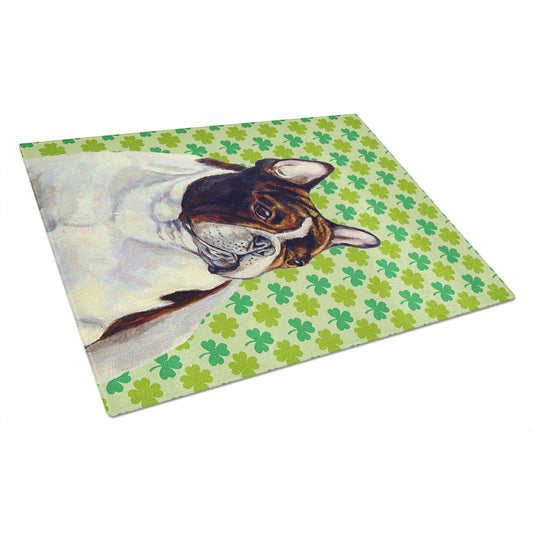 Caroline's Treasures French Bulldog St. Patrick's Day Shamrock Portrait Glass Cutting Board Large