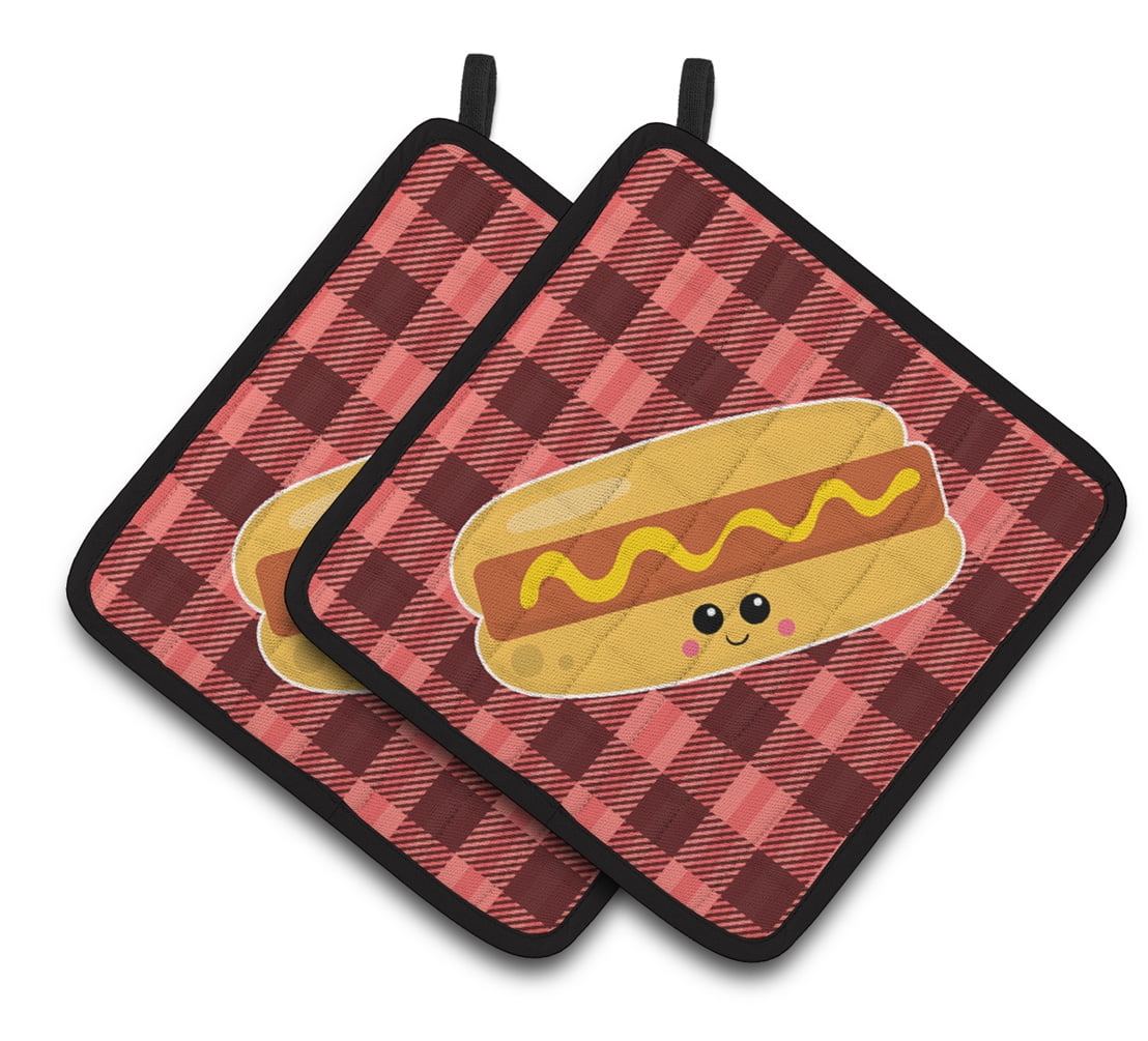 Caroline's Treasures Hot Dog Face Pair of Pot Holders