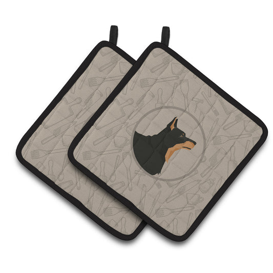 Caroline's Treasures Lancashire Terrier In the Kitchen Pair of Pot Holders