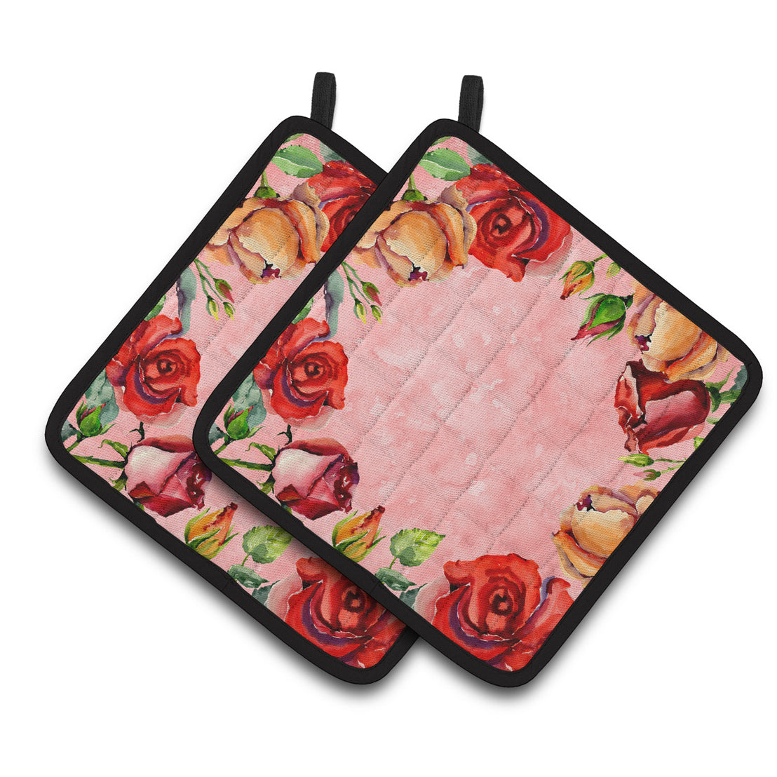 Caroline's Treasures Roses Pair of Pot Holders