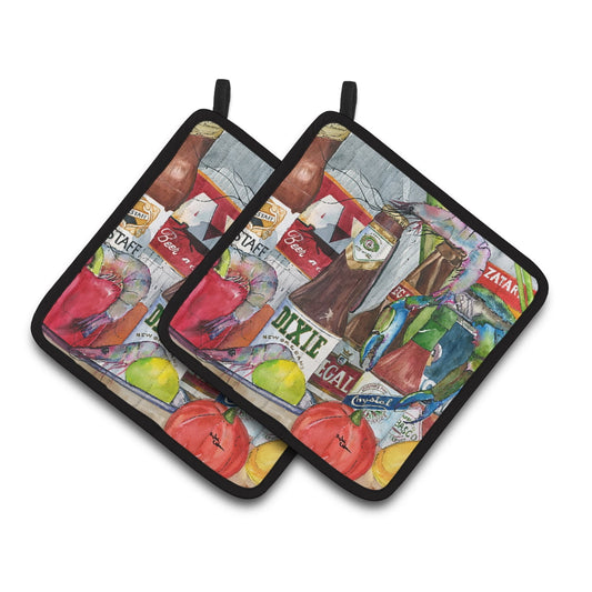 Carolines Treasures 1017-2PTHD New Orleans Beers and Spices Pair of Pot Holders , 7.5HX7.5W, multicolor