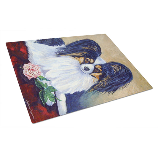 Carolines Treasures 7037LCB Papillon A Rose for you Glass Cutting Board Large, 12H x 16W, multicolor