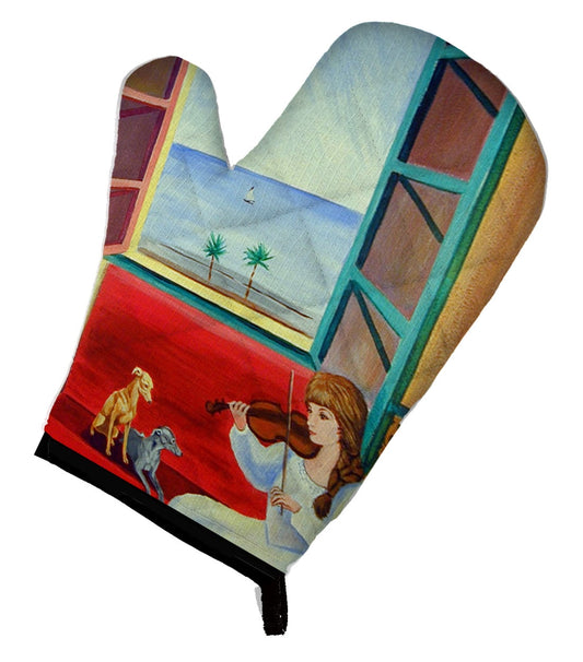 Italian Greyhounds and Violinist Oven Mitt