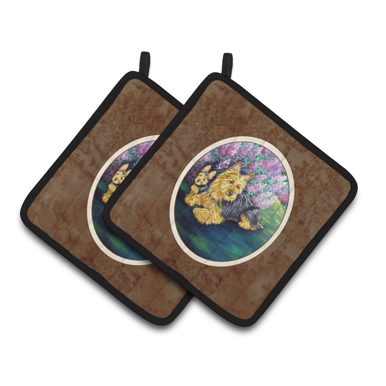 Carolines Treasures 7209PTHD Australian Terrier and Puppy Pair of Pot Holders 7.5HX7.5W multicolor