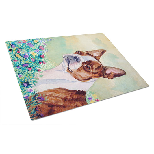 Carolines Treasures 7222LCB Red and White Boston Terrier Glass Cutting Board Large, 12H x 16W, multicolor