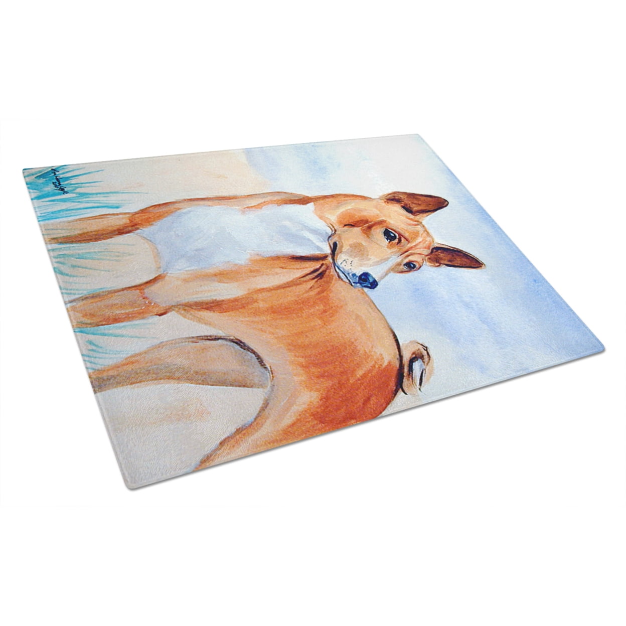 Carolines Treasures 7223LCB Red and White Basenji Glass Cutting Board Large, 12H x 16W, multicolor