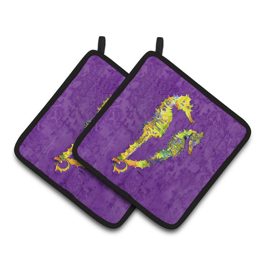 Carolines Treasures 8661PTHD Seahorse Pair of Pot Holders , 7.5HX7.5W, multicolor