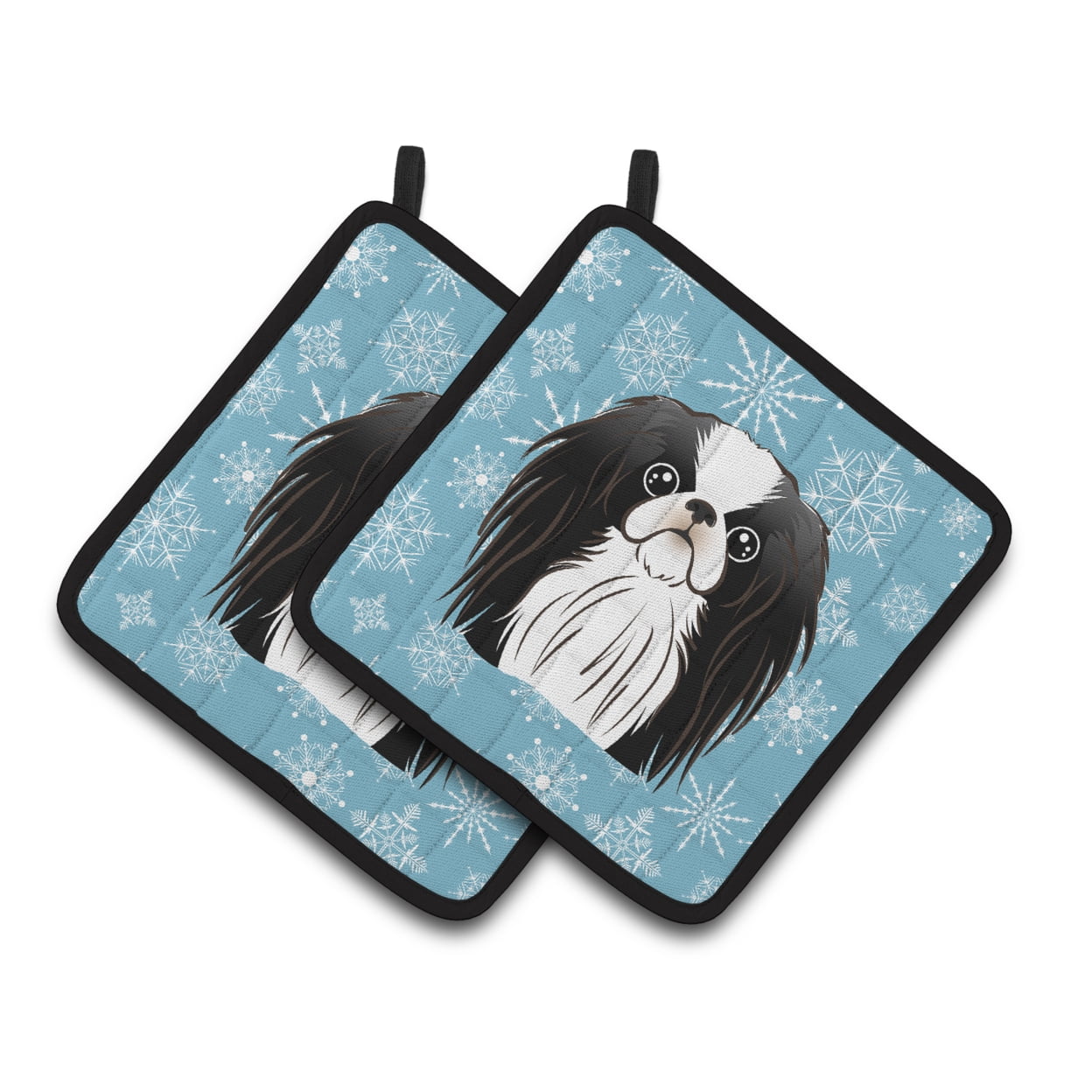 Carolines Treasures BB1664PTHD Snowflake Japanese Chin Pair of Pot Holders  7.5HX7.5W multicolor