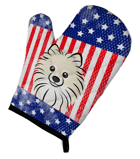 American Flag and Pomeranian Oven Mitt