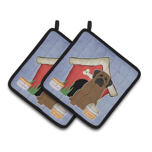 Carolines Treasures BB2838PTHD Dog House Collection Bullmastiff Pair of Pot Holders  7.5HX7.5W multicolor