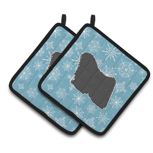 Carolines Treasures BB3563PTHD Winter Snowflake Puli Pair of Pot Holders , 7.5HX7.5W, multicolor