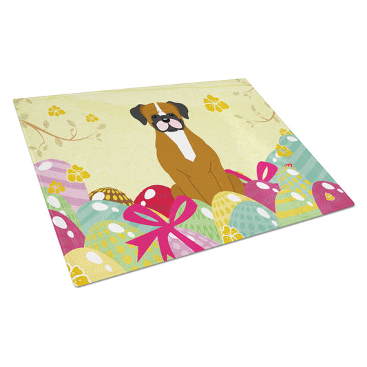 Carolines Treasures BB6116LCB Easter Eggs Flashy Fawn Boxer Glass Cutting Board Large, 12H x 16W, multicolor