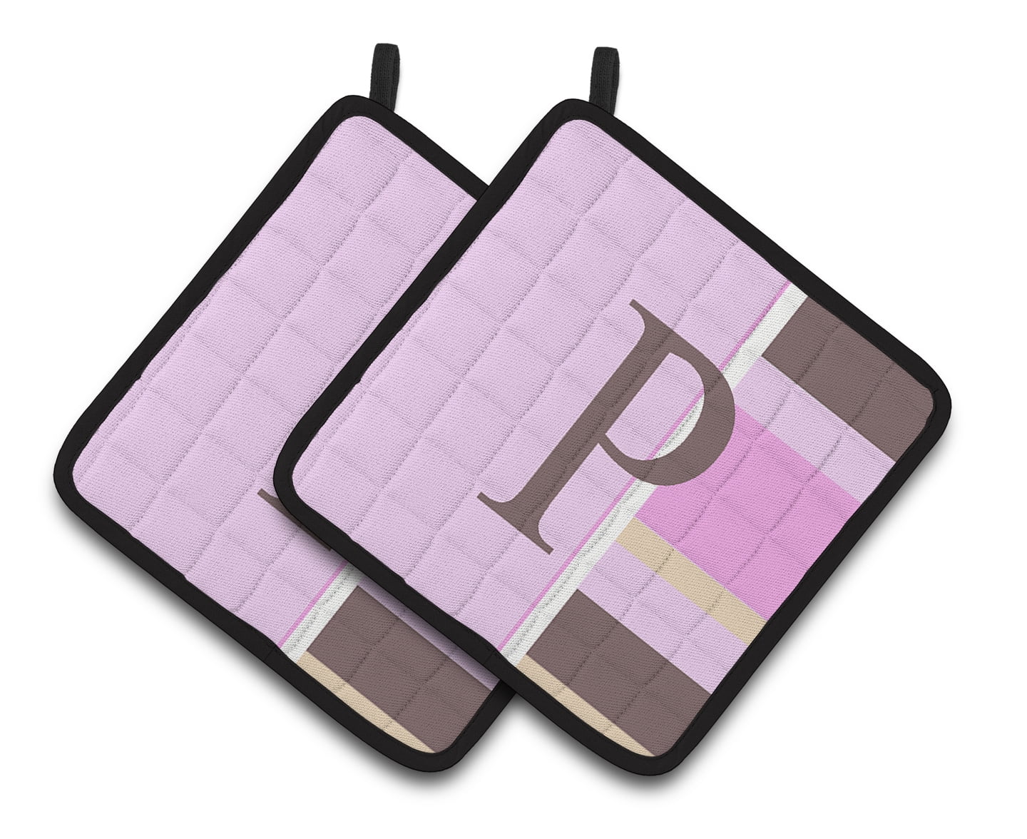 Carolines Treasures CJ1005-PPTHD Letter P Initial Monogram - Pink Stripes Pair of Pot Holders, 7.5HX7.5W, multicolor