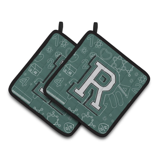 Carolines Treasures CJ2010-RPTHD Letter R Back to School Initial Pair of Pot Holders, 7.5HX7.5W, multicolor
