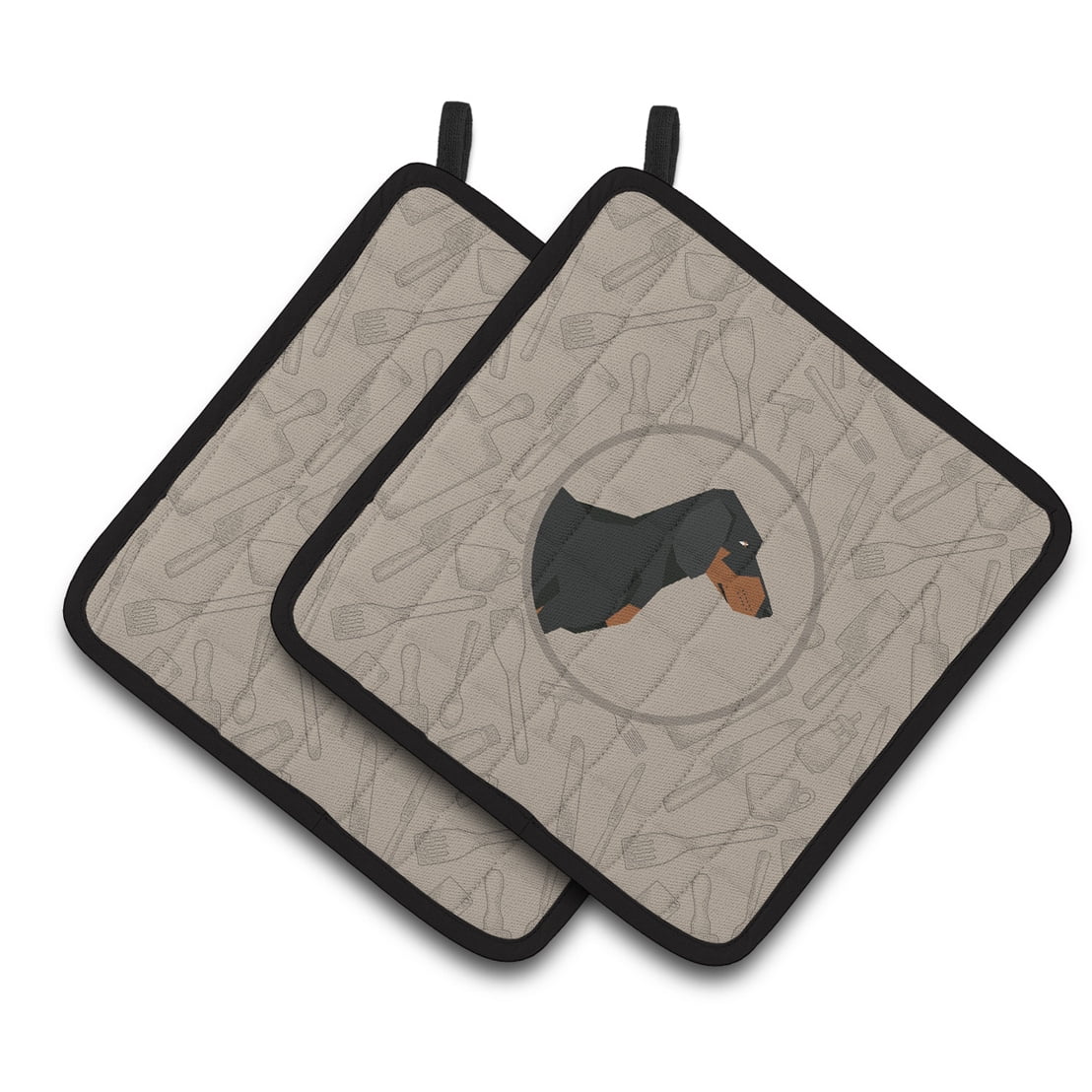 Carolines Treasures CK2180PTHD Dachshund In the Kitchen Pair of Pot Holders, 7.5HX7.5W, multicolor