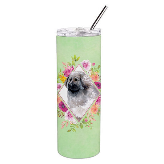 Carolines Treasures CK4322TBL20 Moscow Watchdog Green Flowers Stainless Steel 20 oz Skinny Tumbler 20 oz multicolor