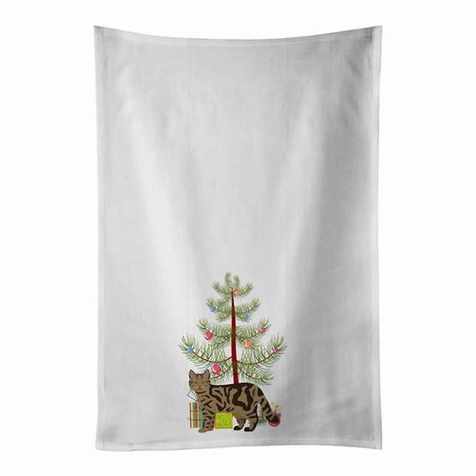 Carolines Treasures CK4706WTKT 28 x 19 in. Unisex Scottish Straight No.2 Cat Merry Christmas White Dish Towels Kitchen Towel - Set of 2