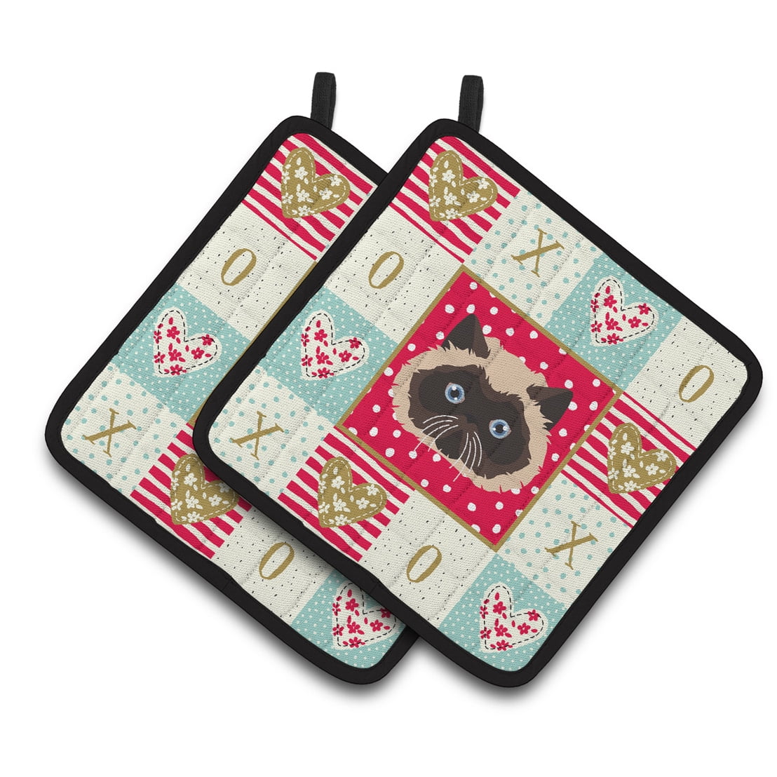 Carolines Treasures CK5105PTHD Colorpoint Persian Hymalayan Cat Love Pair of Pot Holders, 7.5HX7.5W, multicolor