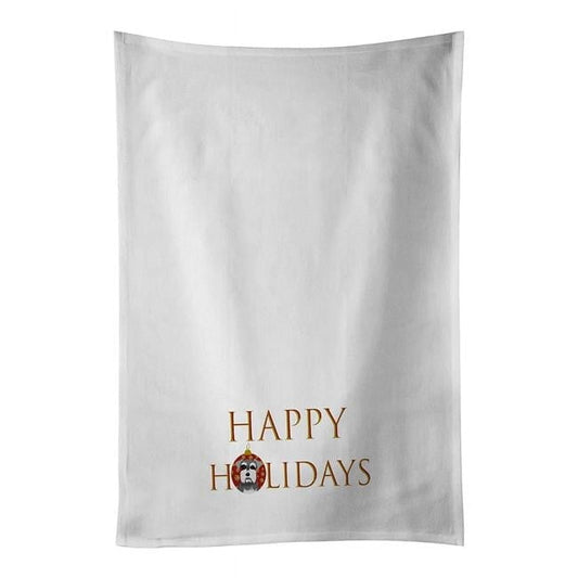 Carolines Treasures CK9333WTKT 28 x 19 in. Unisex Schnauzer Salt & Pepper No.1 Happy Holidays White Dish Towels Kitchen Towel - Set of 2