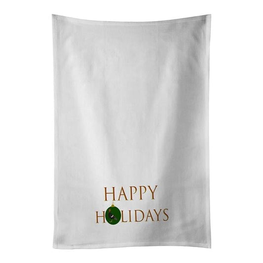 Turkeys - Marragansett Turkey Happy Holidays White Kitchen Towel Set of 2 19 in x 28 in