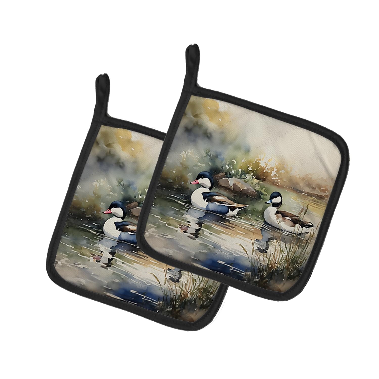 Carolines Treasures DAC3194PTHD 7.5 x 7.5 in. Bufflehead Pot Holders - Set of 2